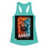 Camiseta de gatos para mujer KAREN en color azul tahití, vista plana