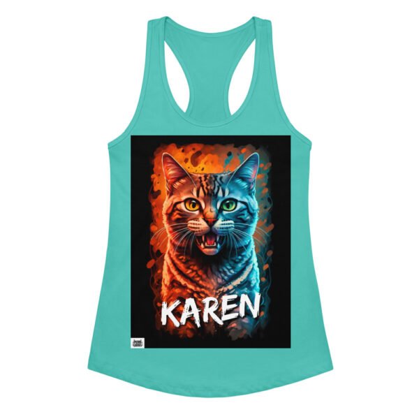 Camiseta de gatos para mujer KAREN en color azul tahití, vista plana