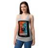 Camiseta de gatos para mujer KAREN en color gris jaspeado, sobre modelo