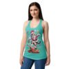 Camiseta de gatos para mujer LAST CHRISTMAS en color azul tahití, sobre modelo