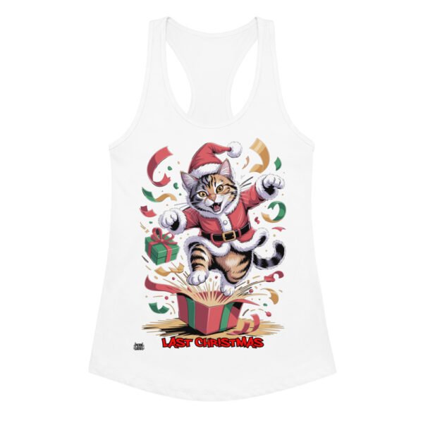 Camiseta de gatos para mujer LAST CHRISTMAS en color blanco, vista plana