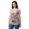 Camiseta de gatos para mujer LAST CHRISTMAS en color gris jaspeado, sobre modelo