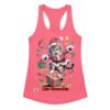 Camiseta de gatos para mujer LAST CHRISTMAS en color rosa eléctrico, vista plana