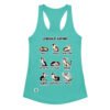 Camiseta de gatos para mujer LENGUAJE GATUNO en color azul tahití, vista plana