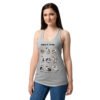 Camiseta de gatos para mujer LENGUAJE GATUNO en color gris jaspeado, sobre modelo
