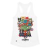 Camiseta de gatos para mujer LIGA MIAU en color blanco, vista plana