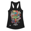 Camiseta de gatos para mujer LIGA MIAU en color negro, vista plana