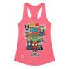 Camiseta de gatos para mujer LIGA MIAU en color rosa eléctrico, vista plana