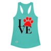 Camiseta de gatos para mujer LOVE en color azul tahití, vista plana