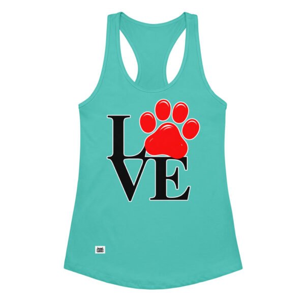 Camiseta de gatos para mujer LOVE en color azul tahití, vista plana