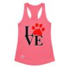 Camiseta de gatos para mujer LOVE en color rosa eléctrico, vista plana