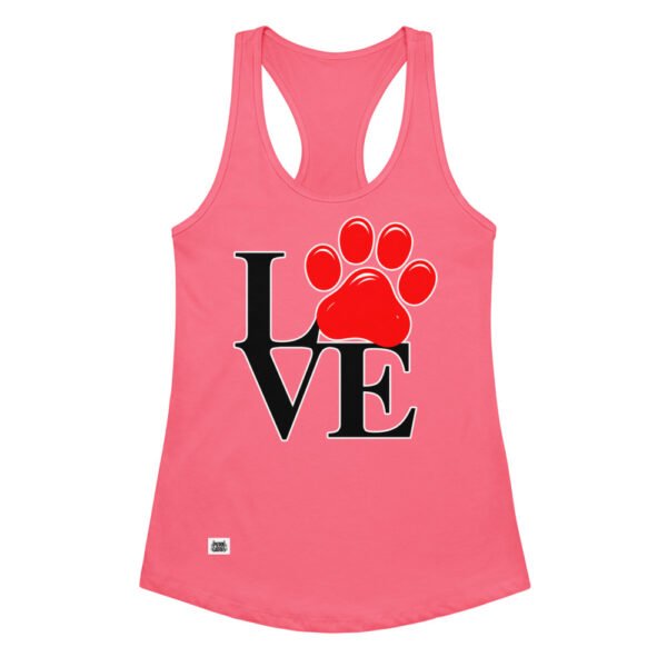 Camiseta de gatos para mujer LOVE en color rosa eléctrico, vista plana