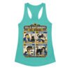 Camiseta de gatos para mujer MANTENIMIENTO DEL HUMANO en color azul tahití, vista plana