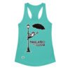 Camiseta de gatos para mujer MAULLANDO BAJO LA LLUVIA en color azul tahití, vista plana