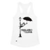 Camiseta de gatos para mujer MAULLANDO BAJO LA LLUVIA en color blanco, vista plana