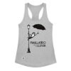 Camiseta de gatos para mujer MAULLANDO BAJO LA LLUVIA en color gris jaspeado, vista plana