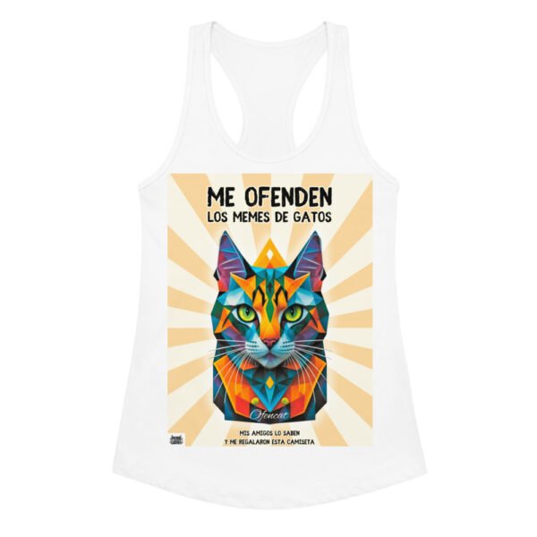 Camiseta de gatos para mujer ME OFENDEN LOS MEMES DE GATOS en color blanco, vista plana