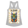 Camiseta de gatos para mujer ME OFENDEN LOS MEMES DE GATOS en color gris jaspeado, vista plana
