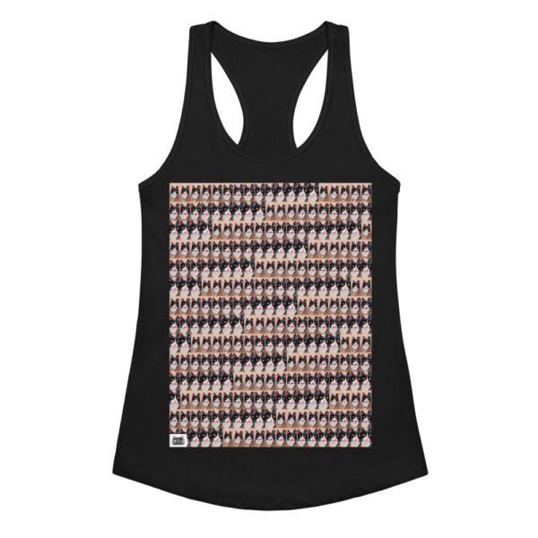 Camiseta de gatos para mujer MIAU MIAU en color negro, vista plana