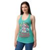 Camiseta de gatos para mujer MERRY CHRISTMAS GATUNO en color azul tahití, sobre modelo