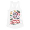 Camiseta de gatos para mujer MERRY CHRISTMAS GATUNO en color blanco, vista plana