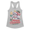 Camiseta de gatos para mujer MERRY CHRISTMAS GATUNO en color gris jaspeado, vista plana