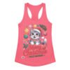 Camiseta de gatos para mujer MERRY CHRISTMAS GATUNO en color rosa eléctrico, vista plana