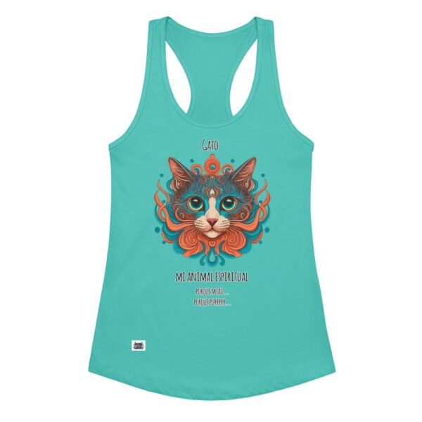 Camiseta de gatos para mujer MI ANIMAL ESPIRITUAL en color azul tahití, vista plana