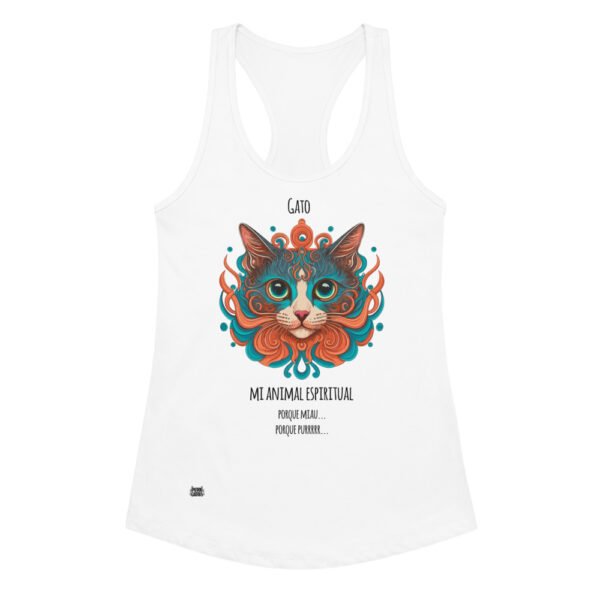 Camiseta de gatos para mujer MI ANIMAL ESPIRITUAL en color blanco, vista plana