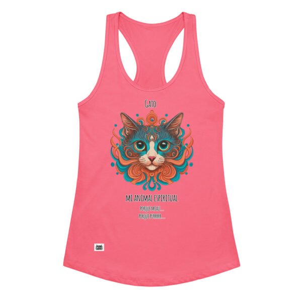Camiseta de gatos para mujer MI ANIMAL ESPIRITUAL en color rosa eléctrico, vista plana