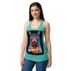 Camiseta de gatos para mujer MI CATMISETA FAVORITA en color azul tahití, sobre modelo