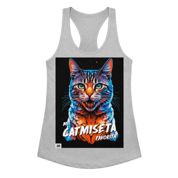 Camiseta de gatos para mujer MI CATMISETA FAVORITA en color gris jaspeado, vista plana