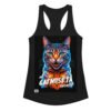 Camiseta de gatos para mujer MI CATMISETA FAVORITA en color negro, vista plana
