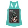 Camiseta de gatos para mujer MIAU CHRISTMAS en color azul tahití, vista plana