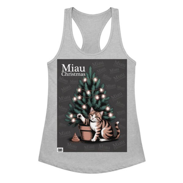 Camiseta de gatos para mujer MIAU CHRISTMAS en color gris jaspeado, vista plana