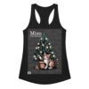 Camiseta de gatos para mujer MIAU CHRISTMAS en color negro, vista plana