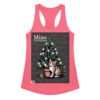 Camiseta de gatos para mujer MIAU CHRISTMAS en color rosa eléctrico, vista plana