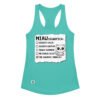 Camiseta de gatos para mujer MIAU SIGNIFICA en color azul tahití, vista plana