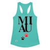 Camiseta de gatos para mujer MIAU en color azul tahití, vista plana