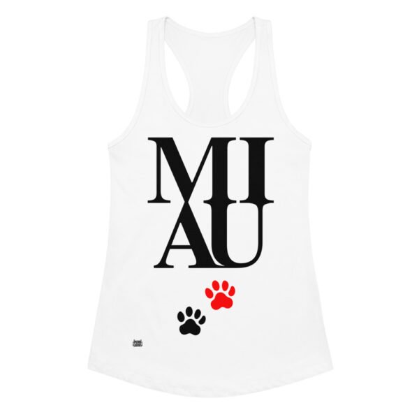 Camiseta de gatos para mujer MIAU en color blanco, vista plana