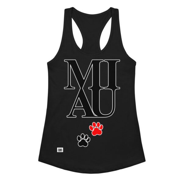 Camiseta de gatos para mujer MIAU en color negro, vista plana