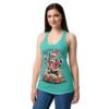 Camiseta de gatos para mujer NAVIDAD FELINA en color azul tahití, sobre modelo