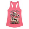 Camiseta de gatos para mujer NAVIDAD FELINA en color rosa eléctrico, vista plana