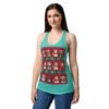 Camiseta de gatos para mujer NAVIDAD HORTERA Nº 1 en color azul tahití, sobre modelo