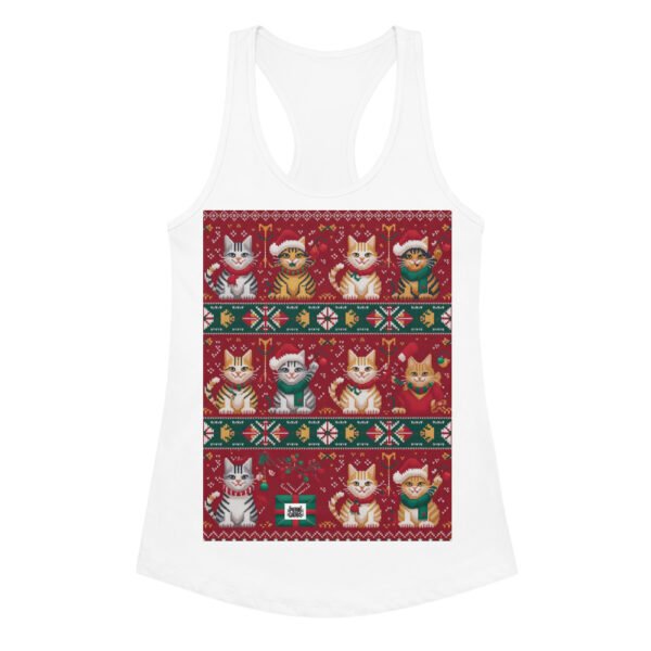 Camiseta de gatos para mujer NAVIDAD HORTERA Nº 1 en color blanco, vista plana
