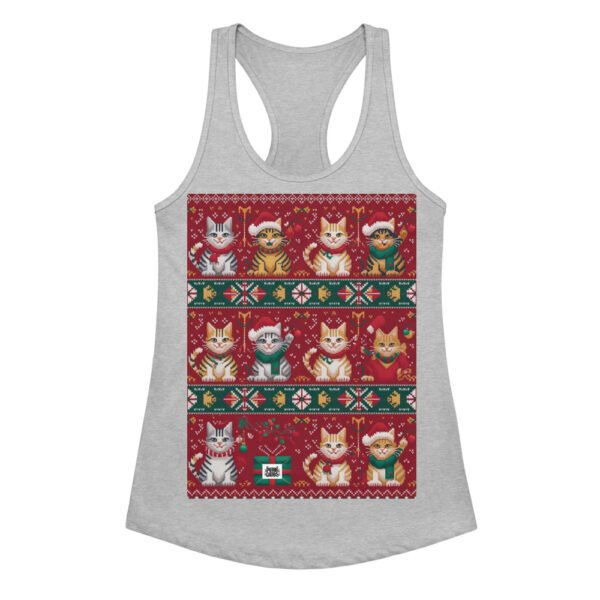 Camiseta de gatos para mujer NAVIDAD HORTERA Nº 1 en color gris jaspeado, vista plana