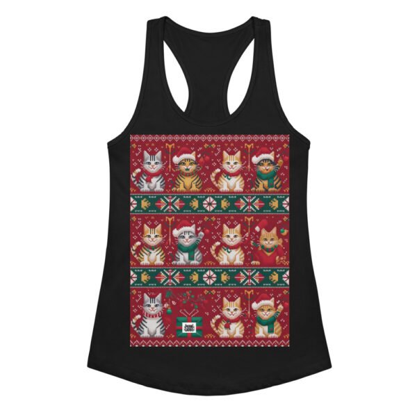 Camiseta de gatos para mujer NAVIDAD HORTERA Nº 1 en color negro, vista plana