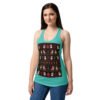 Camiseta de gatos para mujer NAVIDAD HORTERA Nº 2 en color azul tahití, sobre modelo