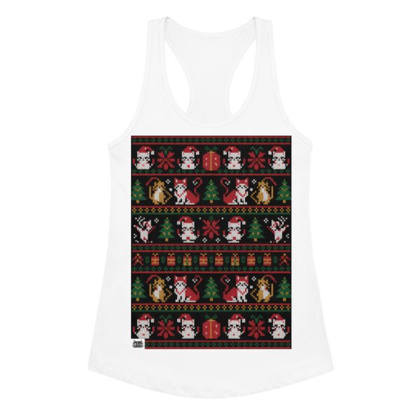 Camiseta de gatos para mujer NAVIDAD HORTERA Nº 2 en color blanco, vista plana
