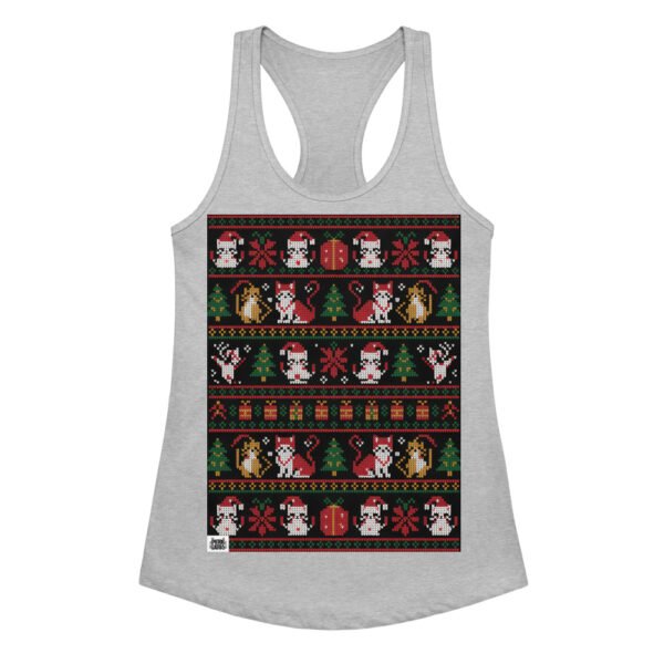 Camiseta de gatos para mujer NAVIDAD HORTERA Nº 2 en color gris jaspeado, vista plana